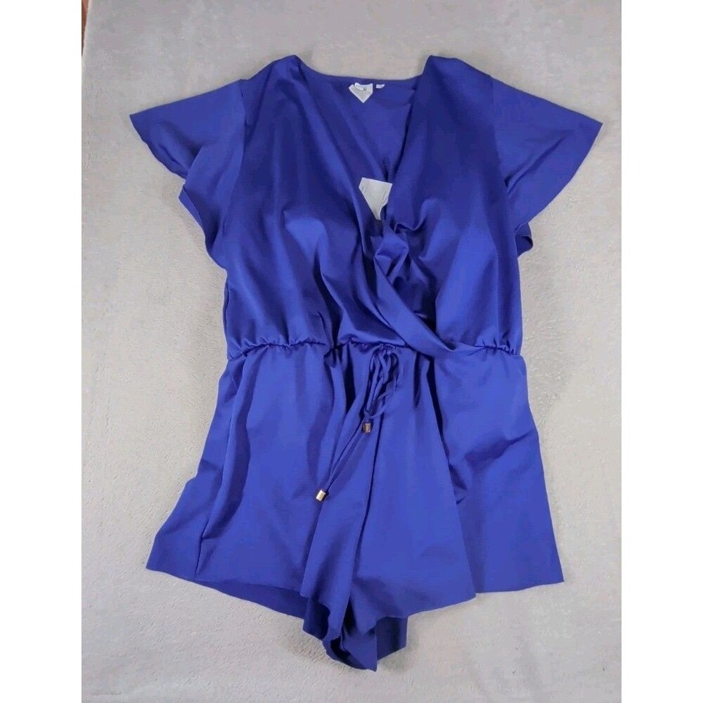 Dolfin Aquashape UPF 50+ Solid Surplice One-Piece Swim Romper Size 20 New Purple